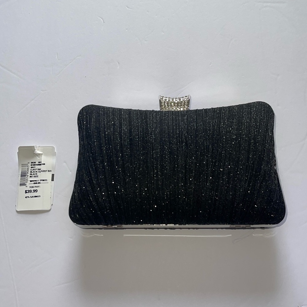 Brand new w tag black metallic ruched shoulder bag